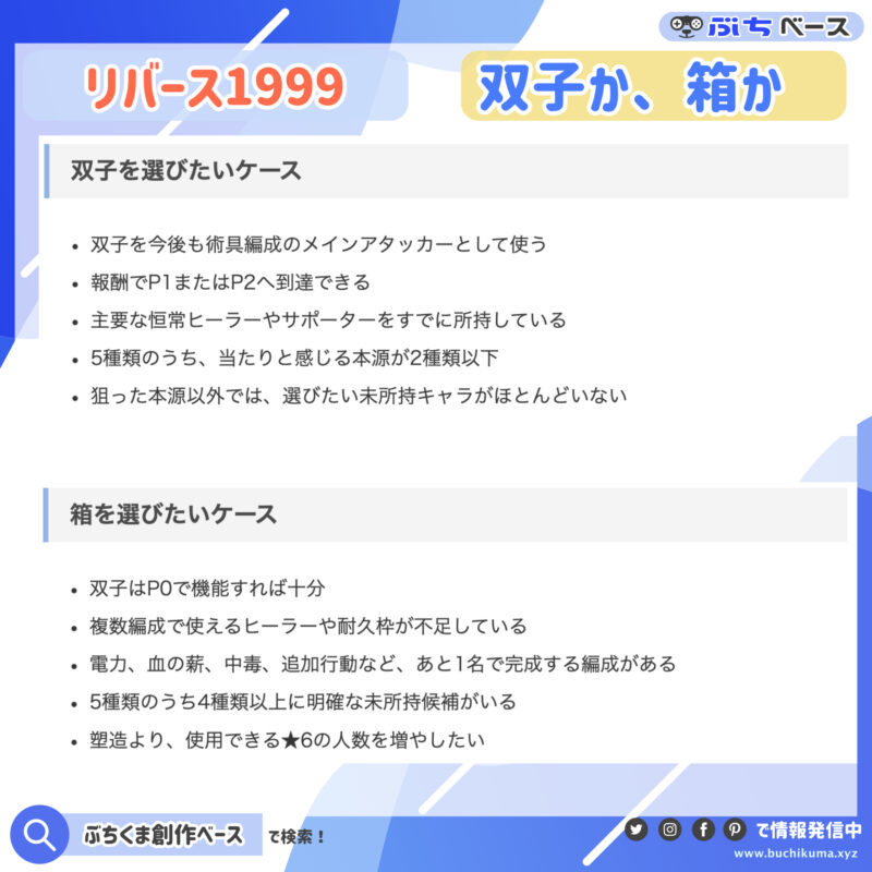 双子と箱入りの印象はどちらを選ぶべきか