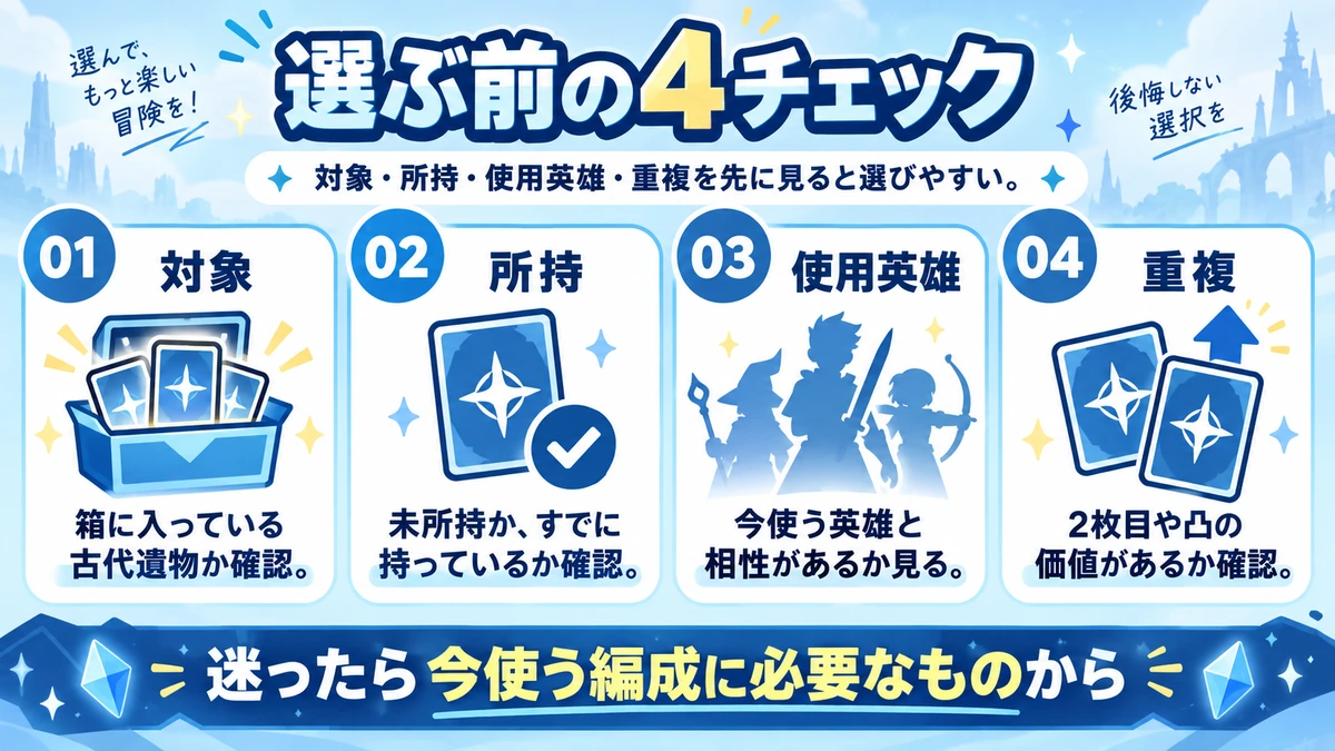 限定古代遺物を選ぶ前に確認する4項目