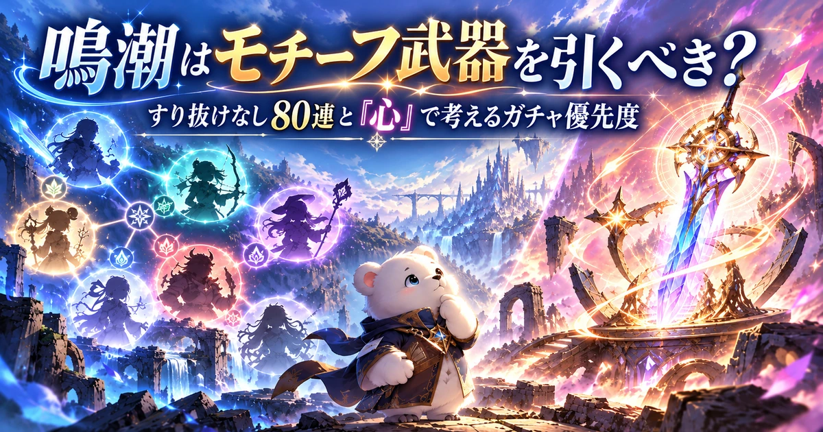 鳴潮で限定キャラ追加とモチーフ武器取得のどちらを優先するか比較するイメージ
